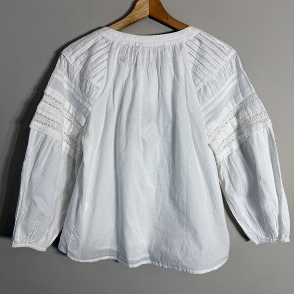 Faherty Enna Button Up Blouse Top Womens XXS White Boho Flowy Organic Cotton NWT - Picture 12 of 16